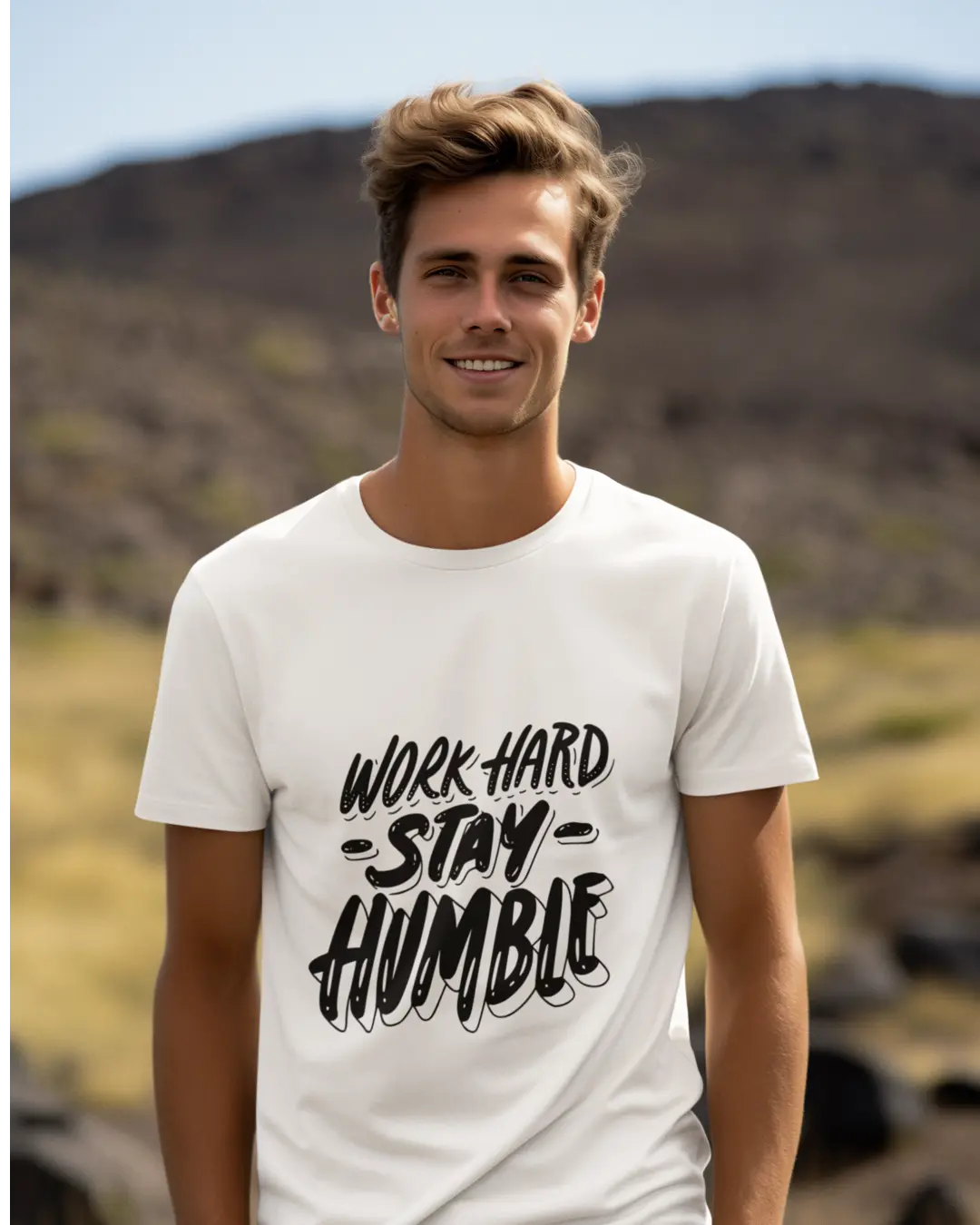 Work Hard & Stay Humble White Regular Fit T-Shirt