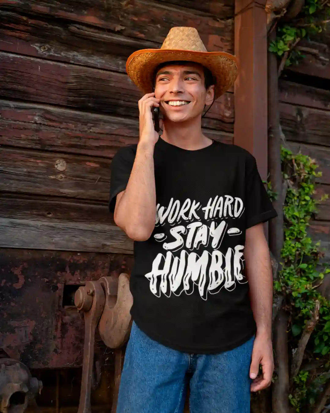 Work Hard & Stay Humble Black Regular Fit T-Shirt